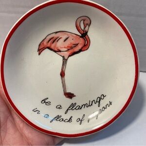 Small flamingo plate jewelry holder rings dish